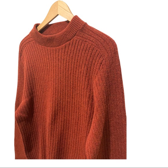 ROBERT BRUCE RUSTIC ORANGE RIBBED SHETLAND WOOL BLEND LONG SLEEVE SWEATER SZ MED - Picture 7 of 14